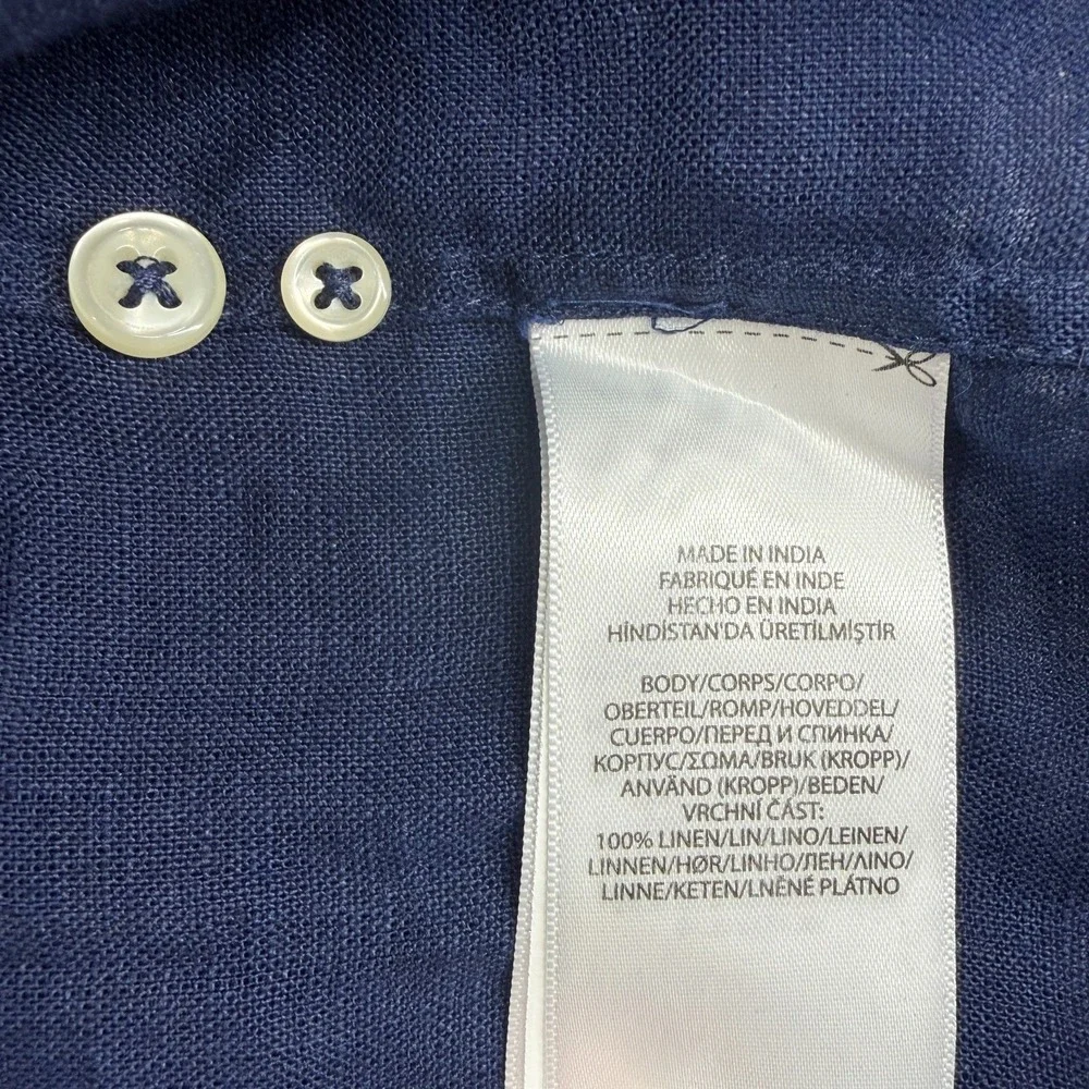 Polo Ralph Lauren Men's 100% Linen Short Sleeve Classic Fit Camp Shirt XXL Blue